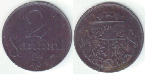 1922 Latvia 2 Santimi A003863